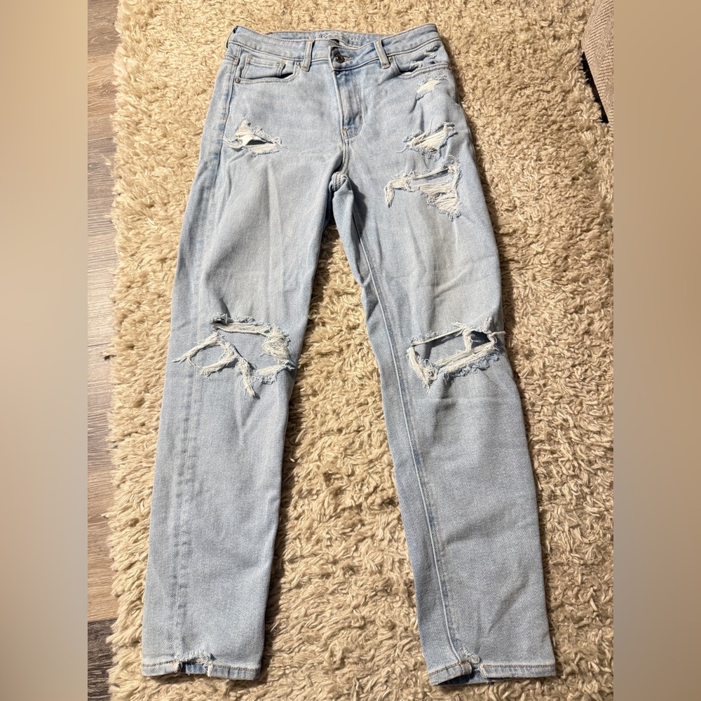 High-Rise Light Blue Ripped Skinny Jeans